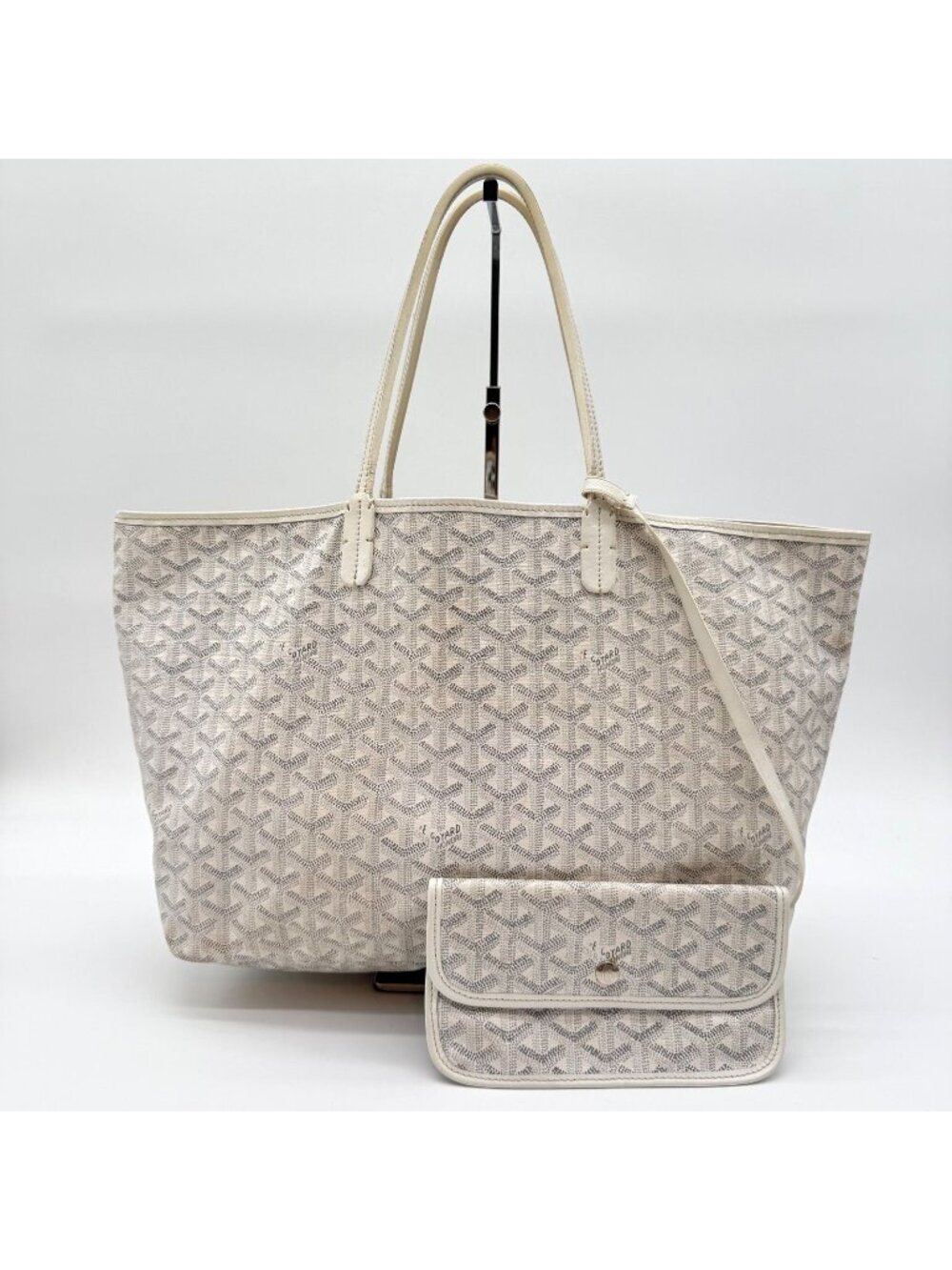 Goyard Saint Louis Tote Bag White Leather